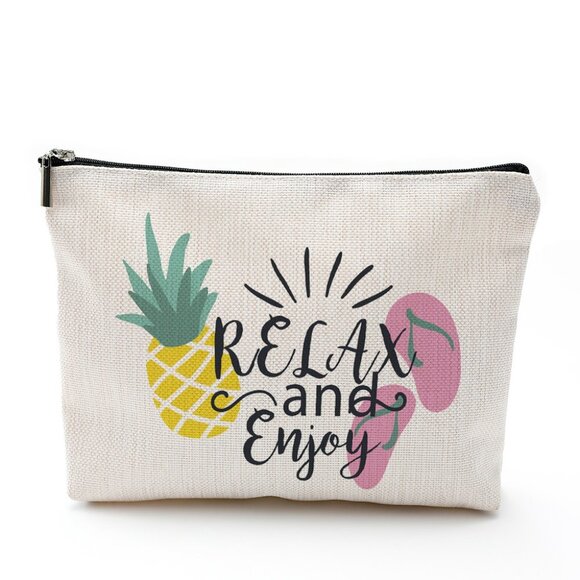 Cotton Linen Zipper Cosmetic Bag - Picture 1 of 1